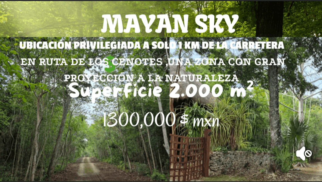 Terreno Mayan Sky de 2000 m² en selva tropical cerca de ruta de cenotes.